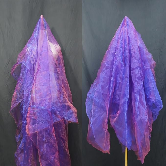 Two-Tone Iridescent Holographic Organza Fabric - 5.5 Yards | Lightweight Sheer Gauze Voile Tulle | for Dresses, Party Decor, DIY Crafts, Shiny Backdrops(Sapphire red)