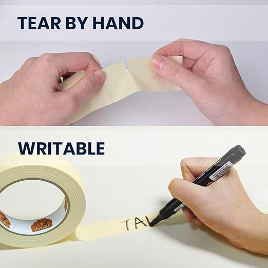 TAPEBEAR General Purpose Masking Tape Beige White 0.94 Inches x 60 Yards, Bulk Painters Tape for Painting, Labeling, DIY Arts Crafts, Home Office School Projects, 36 Rolls