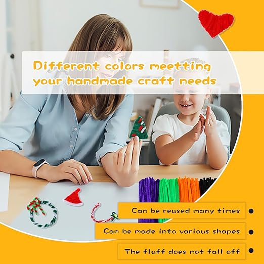 240 Pcs Pipe Cleaner Set, 4 Color Chenille Stems Craft Set for Art & Craft Projects