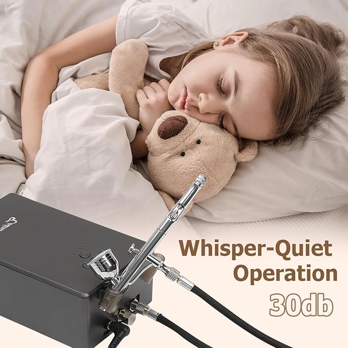 Colima 2025 Upgrade 55psi Airbrush Kit - Double Action Airbrush & Mini Compressor with Accessories - for Painting, Makeup, Models, Nail Art - Beginners & Professionals