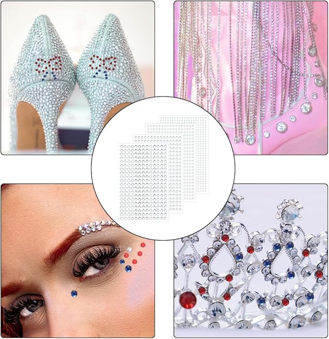 4 Sheets Self Adhesive Pearl Stickers, Self 4 Sizes Bling Rhinestone Sticker, Rhinestone Stickers,Flat Back Pearls Sticker for DIY Crafts Craft Card Decorations Nail Art Beauty Makeup (White)