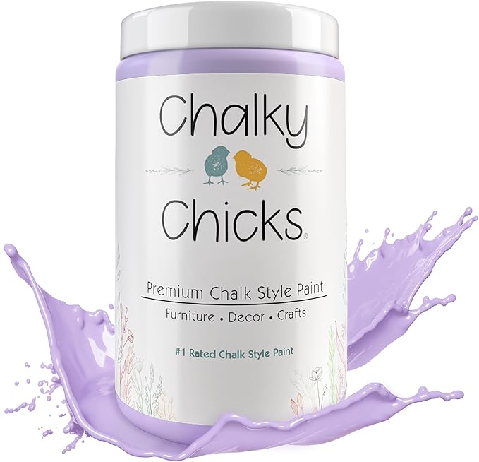 Chalky Chicks All-in-One Chalk Paint for Furniture or Cabinet -32Fl Oz-Matte Finish Sweet Lilac (Light Purple) for Metal, Wood Furniture Paint - No Sanding All-in-One for Home Decor & Crafts, USA Made