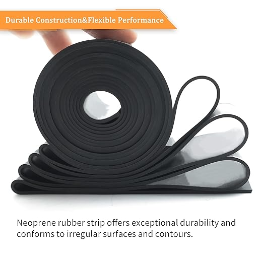 DOBTIM Neoprene Rubber Strips 1/8 (.125)" Thick X 2" Wide X 110" Long, Solid Rubber Rolls Use for Gaskets DIY Material, Supports, Leveling, Sealing, Bumpers, Protection, Abrasion, Flooring, Black