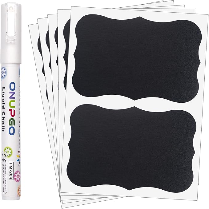 ONUPGO Large Chalkboard Labels (20 Pack), 4 x 6 Reusable Blackboard Stickers Waterproof Chalkboard Sticker for Jars, Parties Decoration, Craft Rooms, Weddings, Storage, Organize Your Home & Kitchen