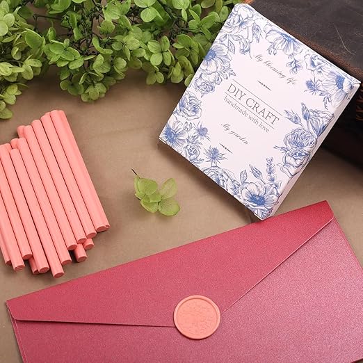 Flamingo Pink Wax Seal Sticks,26pcs Glue Gun Sealing Wax Sticks for Wax Seal Stamp Wedding Invitations Letter Envelope Cards Christmas Package Decoration (Flamingo Pink)