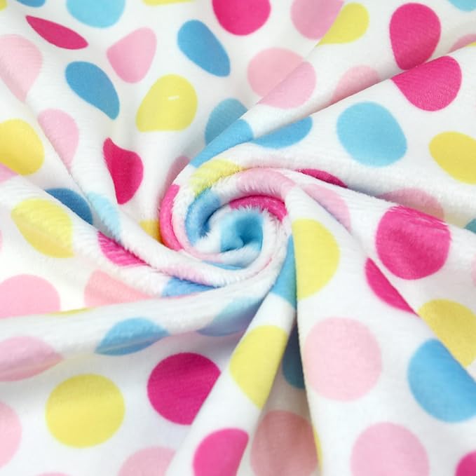 kullaloo Plush Fabric | Printed Minky Fabric for Sewing Hula DOTS Pink Blue | Super Soft Cuddle Material | 39.5x29.5 | Plushies, Baby Blankets, Pillows, Dog Beds, Beanies, Baby Accessories, Apparel
