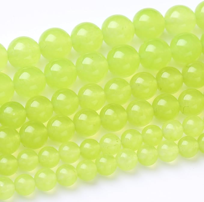 60PCS 6MM Natural Apple Green Chalcedony Stone Beads Round Loose Stone Beads for Jewelry Making DIY Energy Stone Healing Power Bracelet 15"