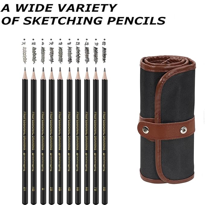 Sketching Pencil Set, Drawing Pen Charcoal Sketch Included Graphite Pencils, Charcoal Pencils, Paper Erasable Pen, 30pcs Total for Beginners Artist (First Sketch Pencil)