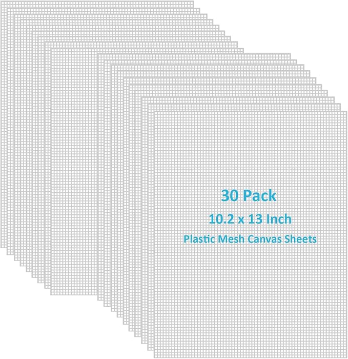 30 Pieces 7 Count Plastic Mesh Canvas Sheets10.2 x 13 Inch Plastic Canvas Sheets, Plastic Mesh, Eye Mesh for Embroidery Crafting, Acrylic Yarn Crafting, Knit and Crochet DIY Projects