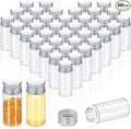 100 Pcs Small Clear Vials Spice Mini Jars with Lids Mini Glass Bottles with Screw Aluminum Metal Caps Tiny Jars Sample Containers for Powder Cream Cosmetic Jewelry Wedding (10 ml,Silver Caps)