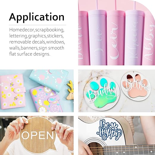 TECKWRAP 001 Smart Adhesive Vinyl Permanent,13in x 5ft, Vinyl for DIY Decal Projects, Compatible with Explore3/Maker3, Matte Coconut White