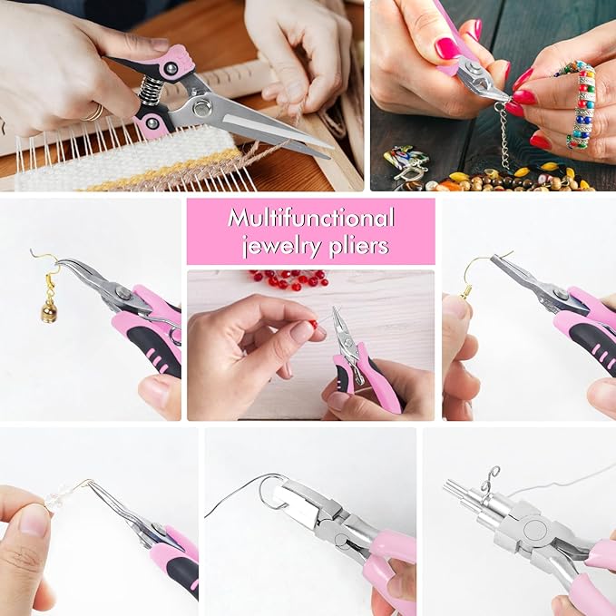 Toolour Jewelry Pliers Set Jeweler Making Tools for Adults,11pcs Professional Jewelry Pliers Tool Kit with Jewellery Making Supplies for DIY Beading Crafting Crimping Cutting Repair