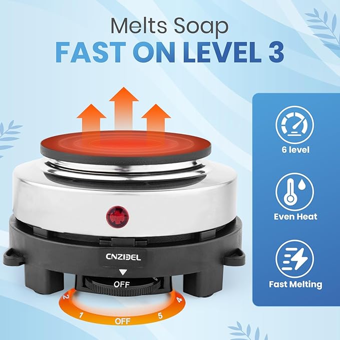 ZMSIB Soap Making Kit with 900ml Stainless Steel Melting Pot | All-in-One DIY Soap Making Kit with Silicone Mold | Digital Thermometer | Soap Base | Mixing Spoon | Heat Resistant Mat & Electric Stove