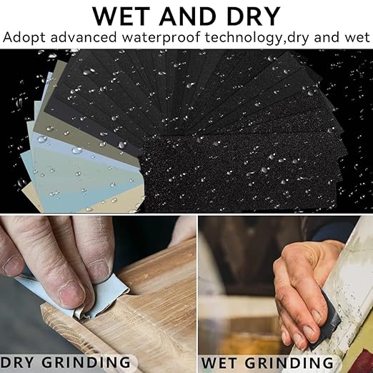 32 PCS Sandpaper 60/120/150/280/320/400/600/800 Grit Wet Dry Sandpaper Assortment 9x3.6 Inch Hand Sanding Sheets for Automotive Sanding,Furniture Finishing,Wood Turing Finishing.