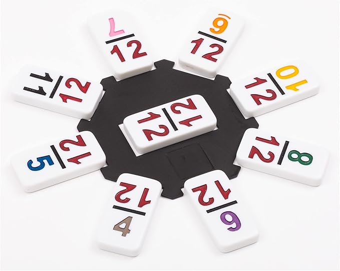 Regal Games Mexican Train Dominoes Set for Adults - Double 12 Dominoes with 91 Numbered Domino Tiles & 4 Trains - 2 or 4 Player Games & Ideal for Family Fun Game Night and Travel