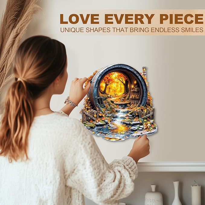 Wooden Puzzles for Adults, Barrel of Autumn Puzzles, Wood Adult Puzzle, Birthday Gifts for Puzzle Lover (L-13.4 * 13.4 in 275pcs)