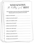 Birthday Party Games, Who Knows Her Best, 25 Pcs Card Set for Guests, Fun Birthday Game for Teen Adults – A05
