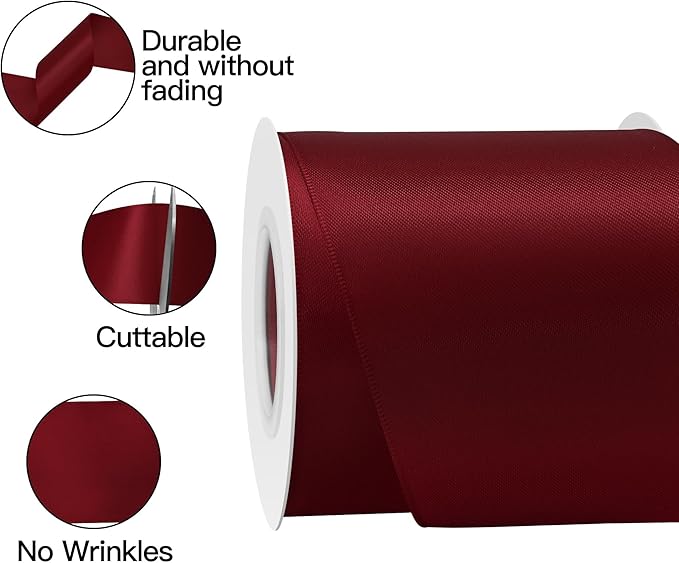 Sherry Satin Ribbon 3 Inch X 15 Yards Solid Color Double Faced Ribbons Perfect for Crafts Wedding Decor Bow Making Arts Sewing and More