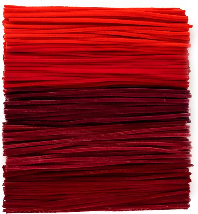 Caydo 500 Pieces Red Pipe Cleaners, Chenille Stems, Pipe Cleaner Crafts for DIY Art and Craft Projects Creative Gift Party Decorations