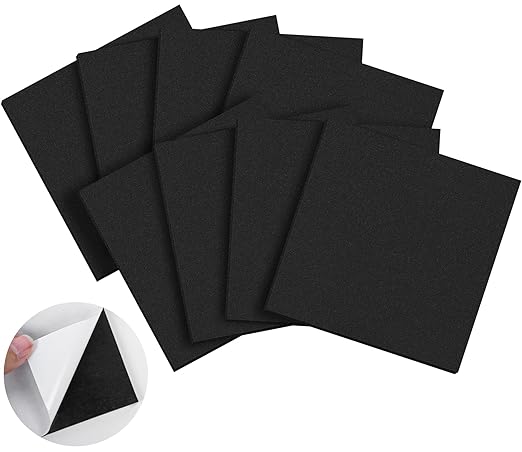 ToLanbbt 8 PCS Adhesive Foam Padding Sheets Closed Cell Neoprene Foam Sheet 1/8" Thick, 6" x 6" Self Stick Insulation Anti Vibration Pads Anti-Slip for Furniture, Cars, Speakers, DIY