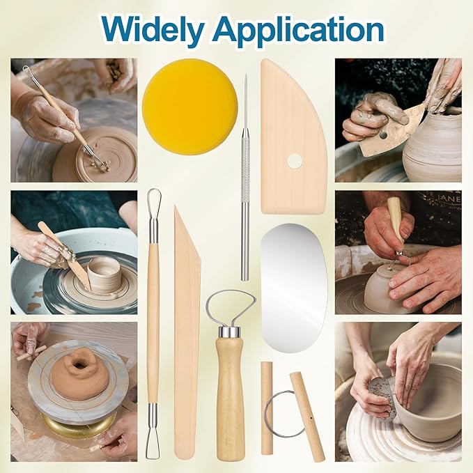 Amrules Clay Tools Kit, 8 PCS Pottery Tools, Practical Polymer Sculpting Tool Kit, Air Dry Clay Tool Set Suitable for Adults, Pottery Craft, Dotting, Drawing, Modeling, Shaping