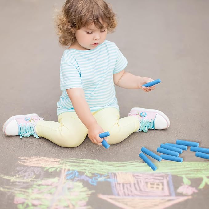40 Pcs Sidewalk Chalks for Kids Non Toxic Jumbo Chalk for Party Gift Outdoor Art Classroom Play Painting (Blue)