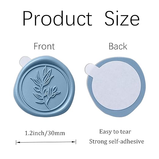PONATIA Dusty Blue Wax Seal Stickers - 50 Pcs Self- Adhesive Wedding Invitation Seal Stickers, Perfect for Invitation Cards, Envelopes Christmas Cards, Gift Wrapping, Party Menu Decor