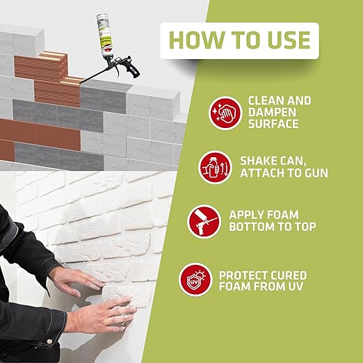 Kraken Bond Fastbond Spray Foam Adhesive (12x24oz.) - Heavy Duty Construction Adhesive for Insulation, Wall & Facade, Concrete, Stone, Subfloor, XPS & EPS Foam Board, Gun&Cleaner Included | 12 Pack