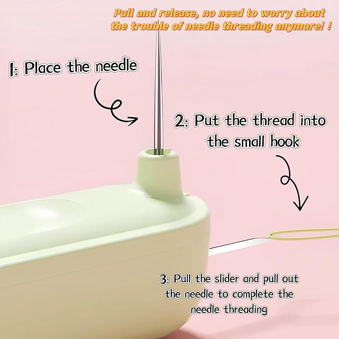 Upgraded 2 in 1 Automatic Needle Threaders Seam Ripper,Quilting Supplies Sewing Kit,Quick Sewing Machine Loop Needle Threaders (1PCS-Yellow)