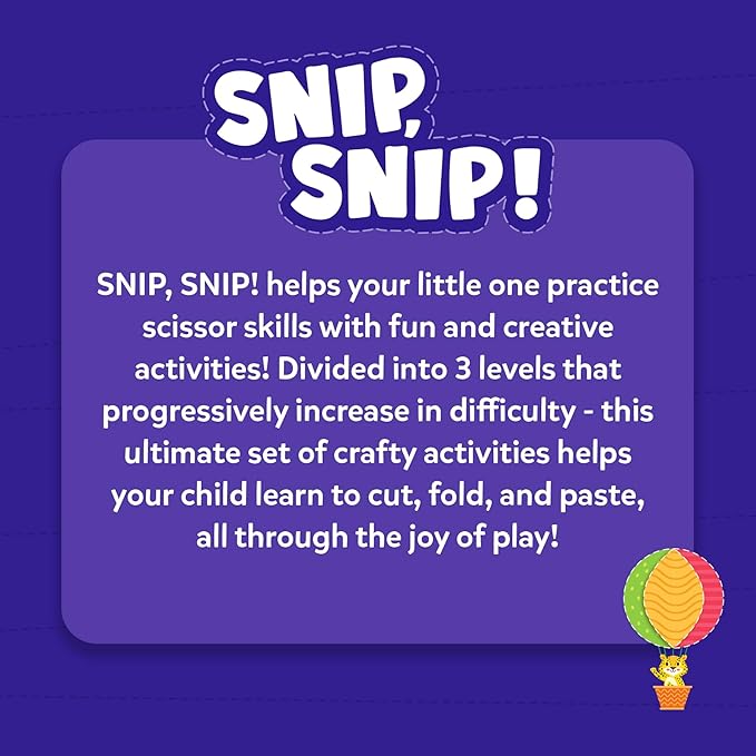 Skillmatics Scissor Skills Activity Book - Snip Snip, Stocking Stuffers, 25 Fun Cutting & Creative Activities, Fine Motor Skills, Felt Craft Kit, Christmas Gifts for Kids Ages 3, 4, 5, 6, 7