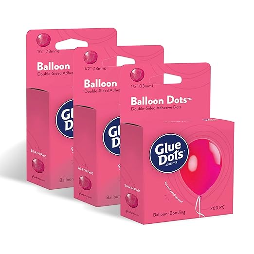 Glue Dots, Balloon Dots, Double-Sided, Permanent, 1/2", 3-Pack, 900 Total Dots, DIY Balloon Arch Decoration, Glue Tape for Party Wedding Birthday, Glue Stick and Tape Alternative, Clear