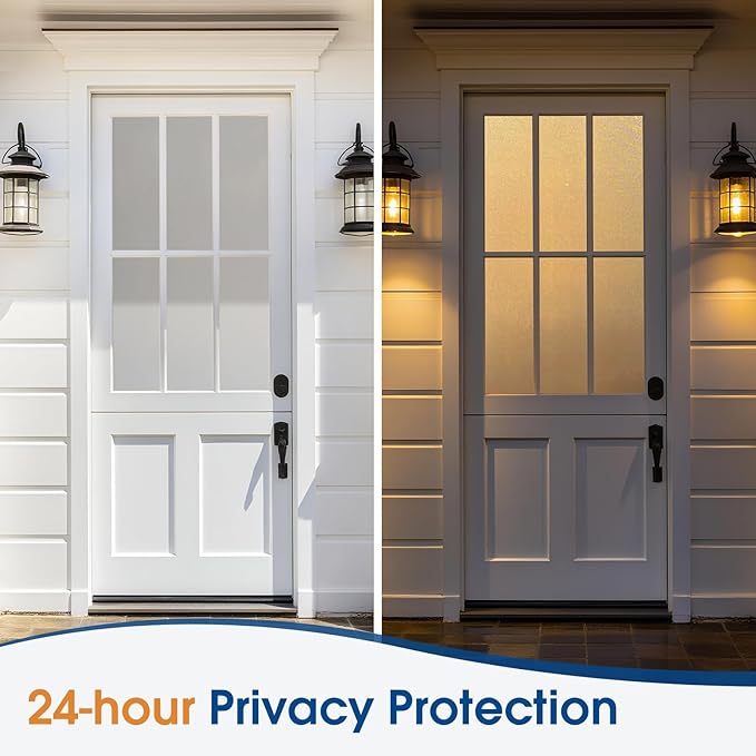 Homein Frosted Glass Window Privacy Film with Tools UV Blocking Privacy Film for Glass Windows, Static Cling No Glue Removable Reusable Anti Glare for Home Day and Night, Pure 35.4x157.4 inch