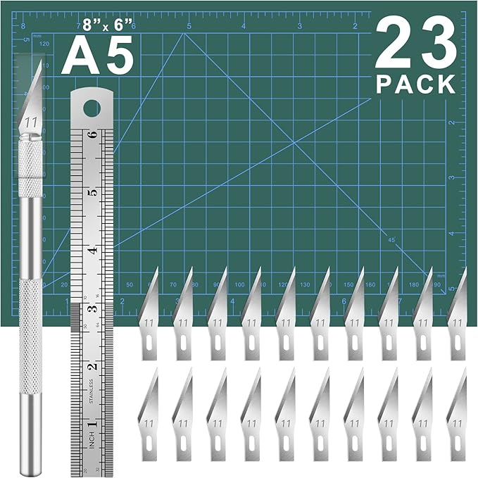 DIYSELF 23 Pack Craft Knife Precision Hobby Knife Kit, 1 Exacto Knife with 20 Spare Art Knife Blades for Art, Scrapbooking, Stencil