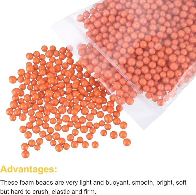 MECCANIXITY Foam Beads Foam Balls 7-9mm for Wedding and Party Decorations, Tiny Packing Balls, Arts DIY Crafts Supplies (Bright Orange,1 Pack Approx 3000pcs)