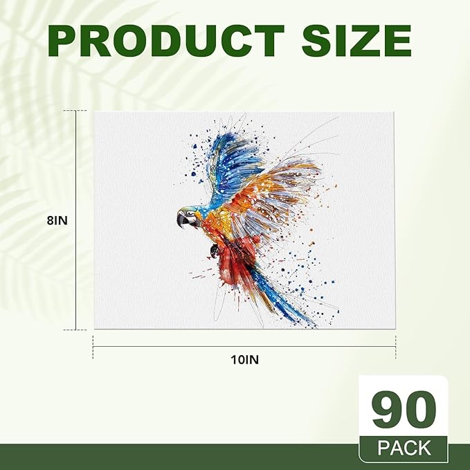 ESRICH Canvas Boards for Painting, 90 Pack Canvases for Painting 8x10 Cotton Primed Acid Free Blank Canvas Panels for Oil Paint, Watercolor, Acrylic Paint, Gouache and Tempera.