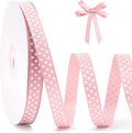 Polka Dot Grosgrain Ribbon 3/8 Inch, 25 Yards Spool Pink and White Dot Craft Ribbon for Christmas Gift Wrapping DIY Crafts Hair Bows Wedding Party Decor Sewing and Home Decoration