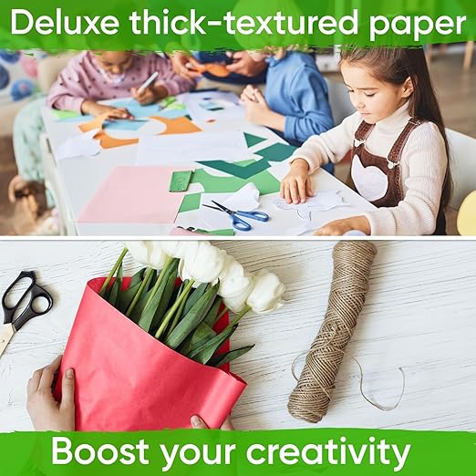 12" x 1200" (100 ft) Pack of 10 Rolls USA-Made Multi-Color Kraft Paper Rolls, 45 lbs/66 GSM – Colored Kraft Paper for Packing, Crafts, DIY Projects, Gift Wrapping – Non-toxic, Safe for Kids