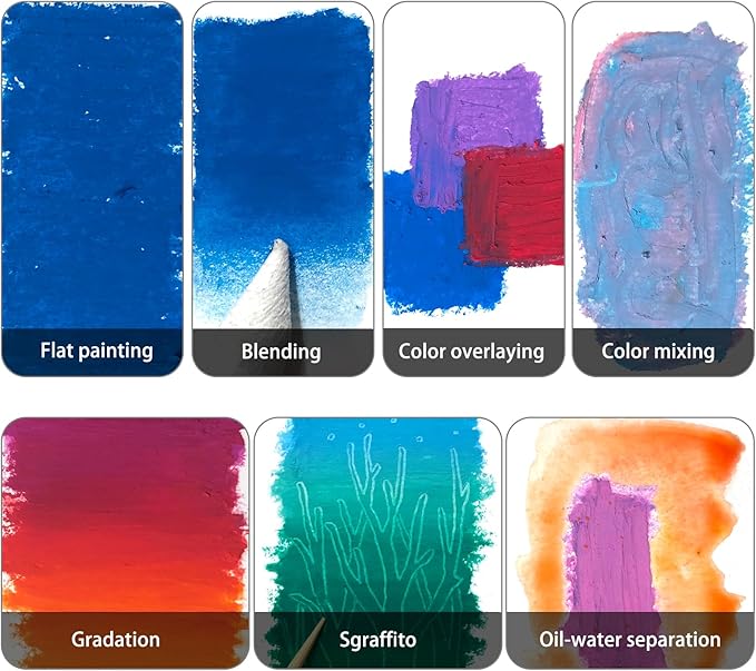 Artecho Metallic Oil Pastels Set of 12 Colors, Soft Oil Pastels for Art Painting, Drawing, Blending (10 x 70 mm)