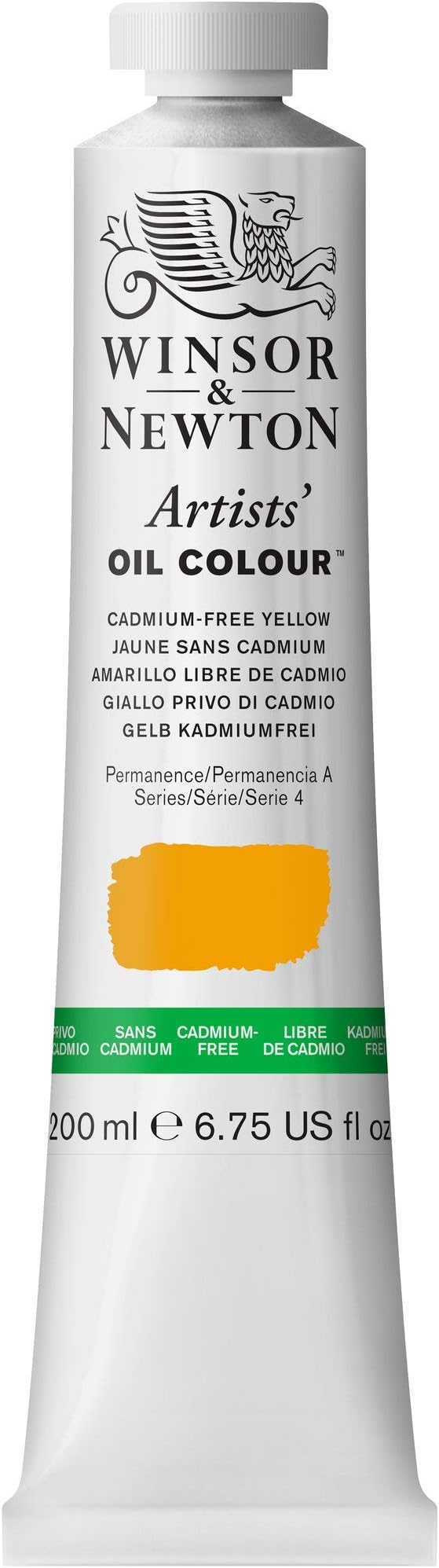 Winsor & Newton Artists' Oil Color, 200ml (6.75 oz) Tube, Cadmium-Free Yellow