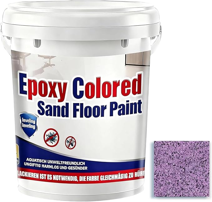 Epoxy Colored Sand Floor Paint, Epoxy Floor Paint for Concrete, High Gloss Marble Effect Coating, Waterproof Non-Slip Concrete Paints, Suitable for Indoor/Outdoor Use (Purple,128 oz/4 kg)