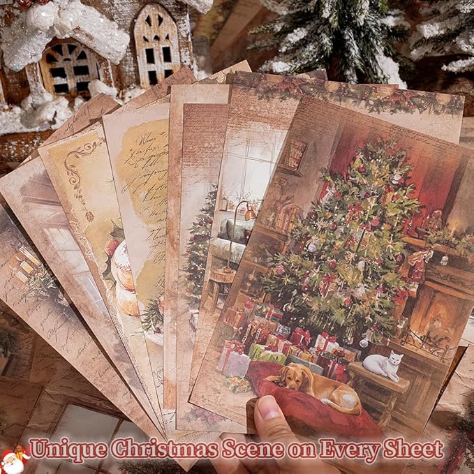 160 sheets of Christmas scrapbook paper, journaling scrapbook supplies craft collage paper set, junk journal bullet journal poster room decor for card making decorative gifts