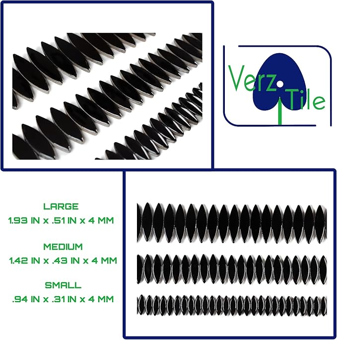 VerzTile Mosaic Tiles for Crafts - Petal Shaped Ceramic Tile Craft Hobbies & Art Projects 39 Color Options Endless Creativity DIY Design (Black)