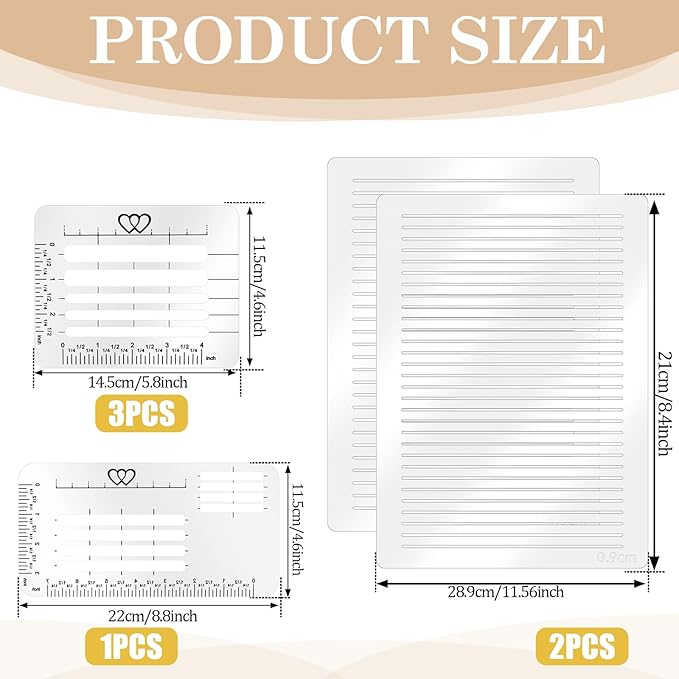 6pcs Straight Line Stencil, Stencils for Journaling,Line Drawing Stencil Lettering Guide,Stencils Templates Set for Card Paper Journal Lettering Writing