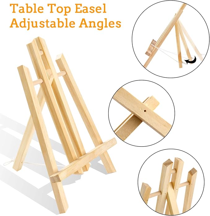 AROIC Wood Easels, Easel Stand for Painting Canvases, Art, and Crafts. (11.8 inch, 10 Pack), Tripod, Painting Party Easel, Kids Student Table School Desktop, Portable Canvas Photo Picture Sign Holder.