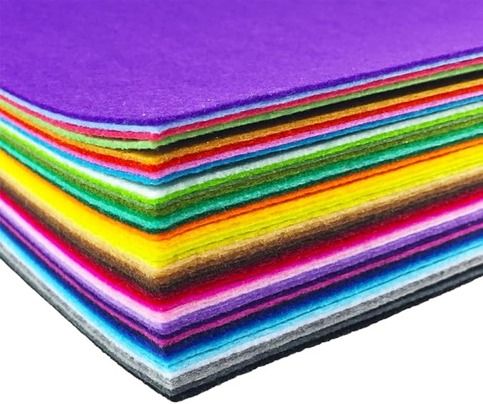 flic-flac 44PCS 12 x 12 inches (30 x 30cm) Assorted Color Felt Fabric Sheets Patchwork Sewing DIY Craft 1mm Thick … (30cm * 30cm, 44pcs)