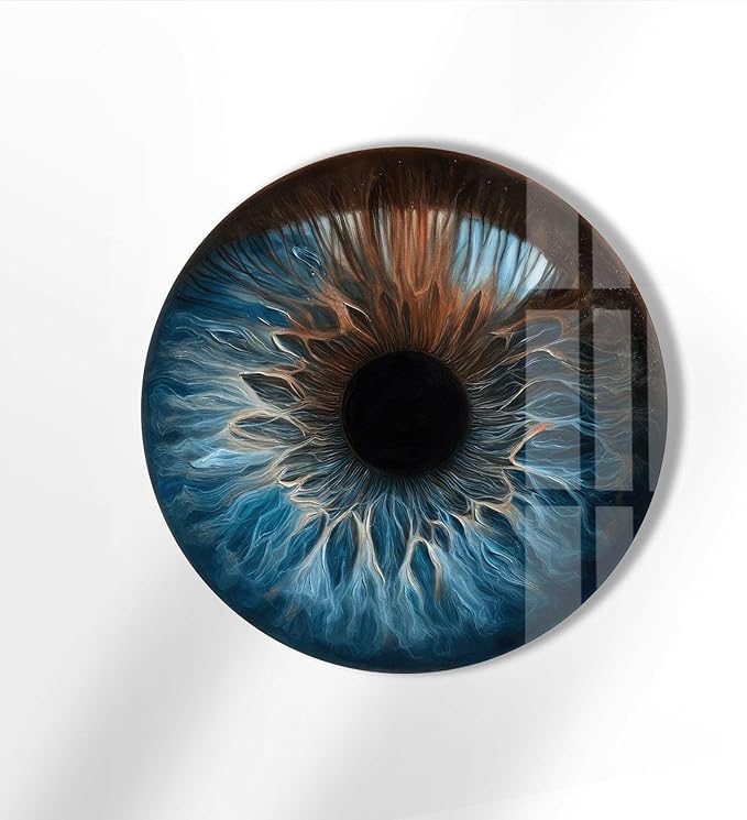 My Photostation.com 24''(60cm) Diameter Eye Round Blue Glass Wall Art Tempered Glass Printing Wall Decor Large Wall Art Wall Hangings