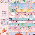 24 Sheets 12 Designs Scrapbook Paper Pad,6"×6” Single-Sided Decopodge Craft Cardstock Paper,Christmas Scrapbooking DIY Decorative Background Cardmaking Supplies.Cartoon