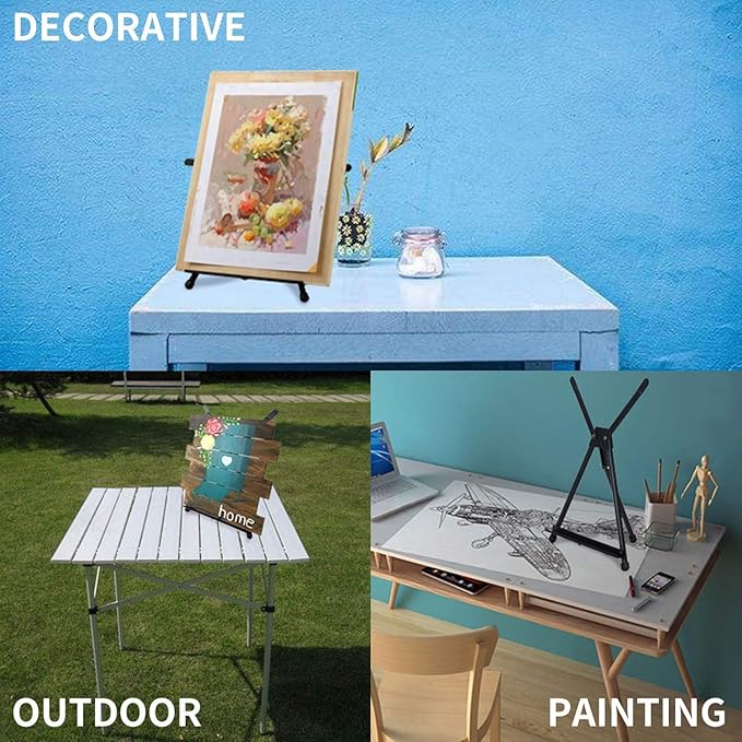 MEEDEN 10 Pcs Artist Tabletop Display Easel, Aluminum Tripod Easel for Painting, Collapsible Folding Frame Easel, Portable Lightweight Table Top Easel Stand, Hold Canvas Up to 24" x 30"