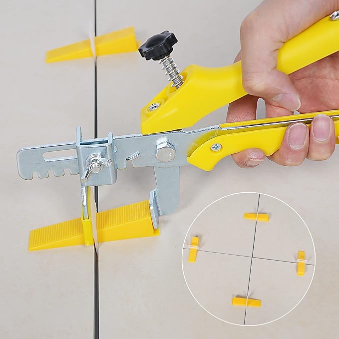 Tile Leveling System with Tile Plier 1500Pcs Piece Tile Spacers Clips 300Pcs Piece Reusable Wedges and 1 Rubber Mallet Tile Tools Set for Stone Installation (1/16"(1.5 mm)