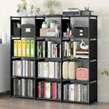 12 Cube Storage Organizer Book Shelves, DIY Open Stackable Bookshelf, Extra Large Plastic Bookcase Rack for Bedroom, Living Room, Home Office